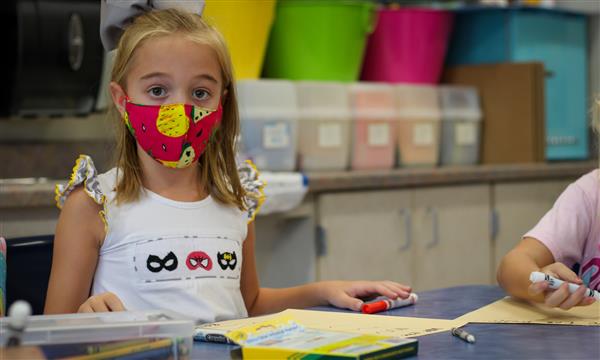 Girl works on Constitution craft